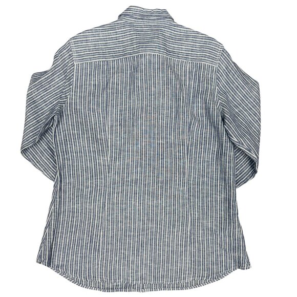 Women's EDDIE BAUER Classic Fit Linen Button Down Striped Shirt- Size PM - Picture 2 of 9